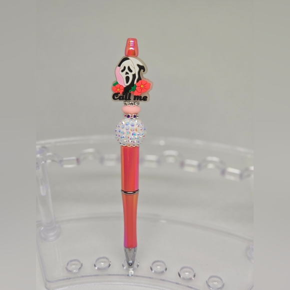 Ghostface Call Me Glow in the Dark Bling and Beaded Pen Black Ink - Picture 1 of 1